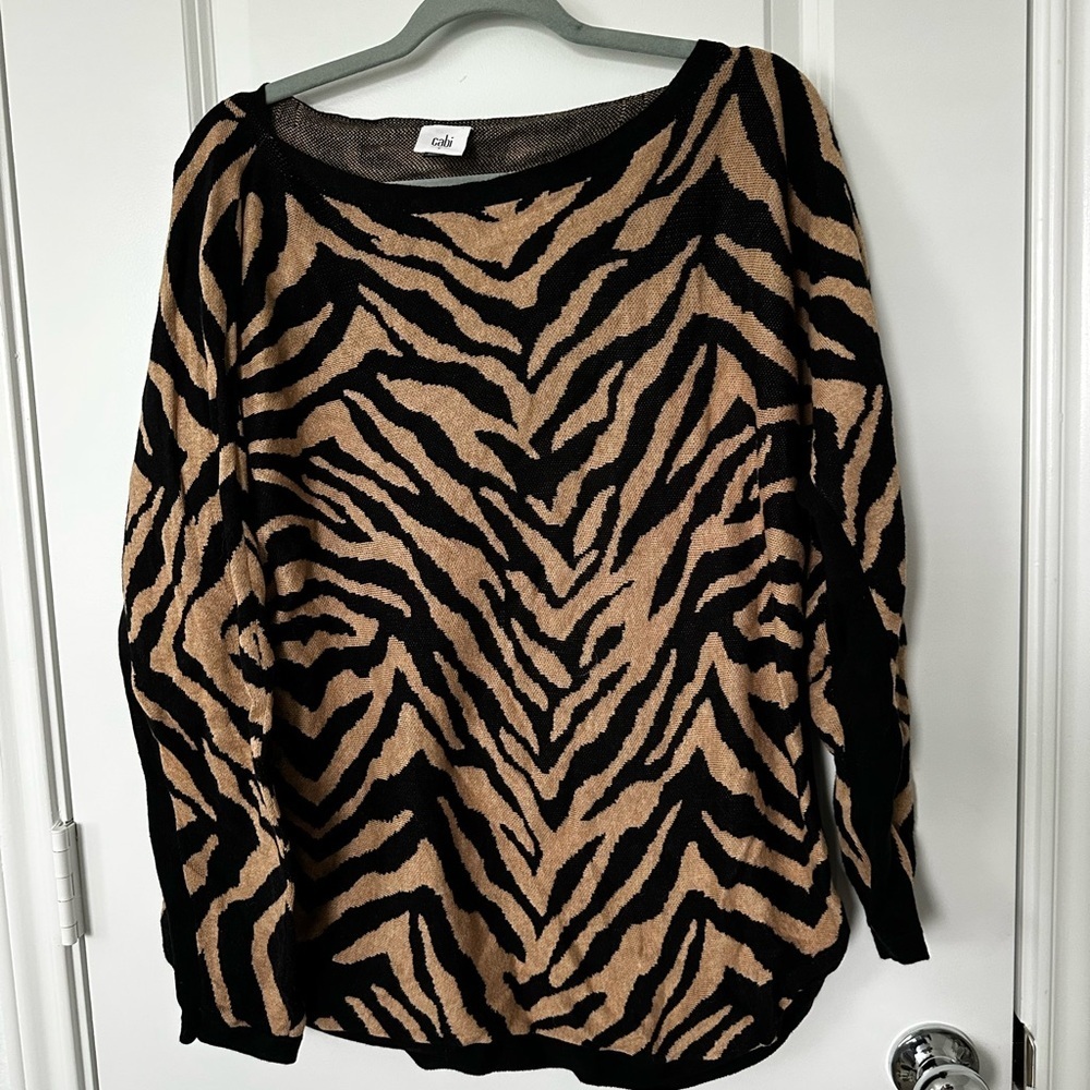 Cabi Dani Zebra Print Knit Sweater